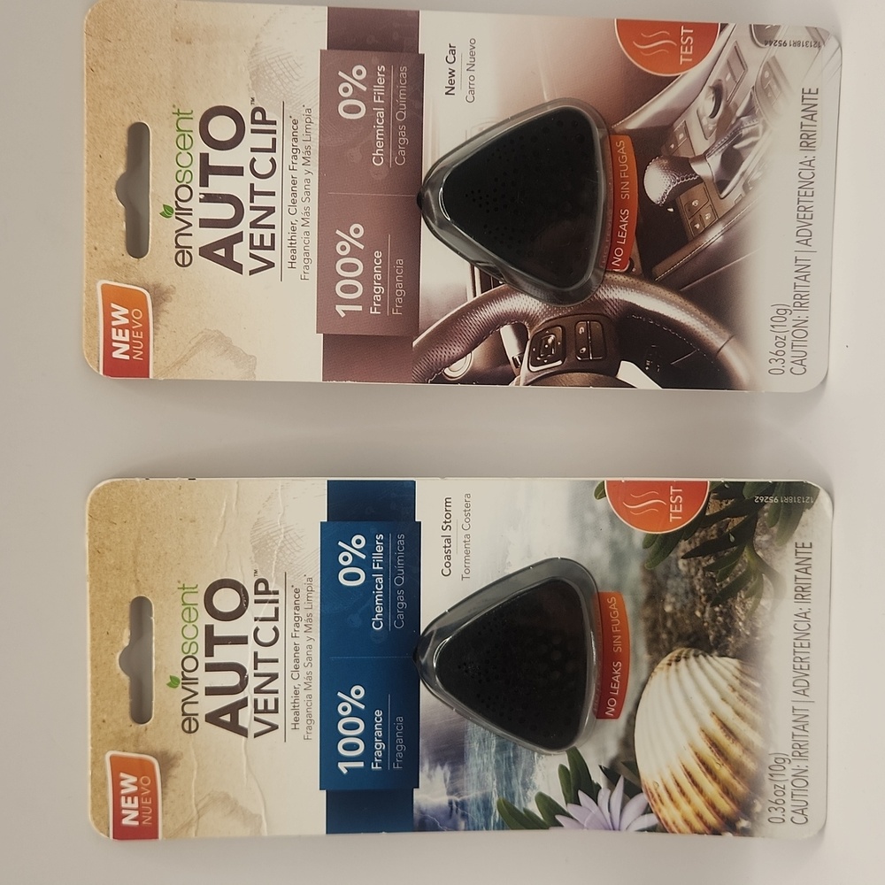 EnviroScent Auto Ventclips 2 Packs Coastal Storm And New Car Scents New
